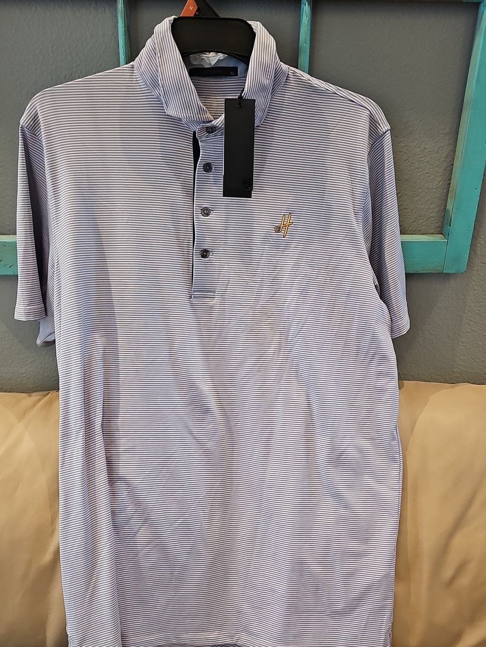 Greyson Light Blue & Pink Striped Polo